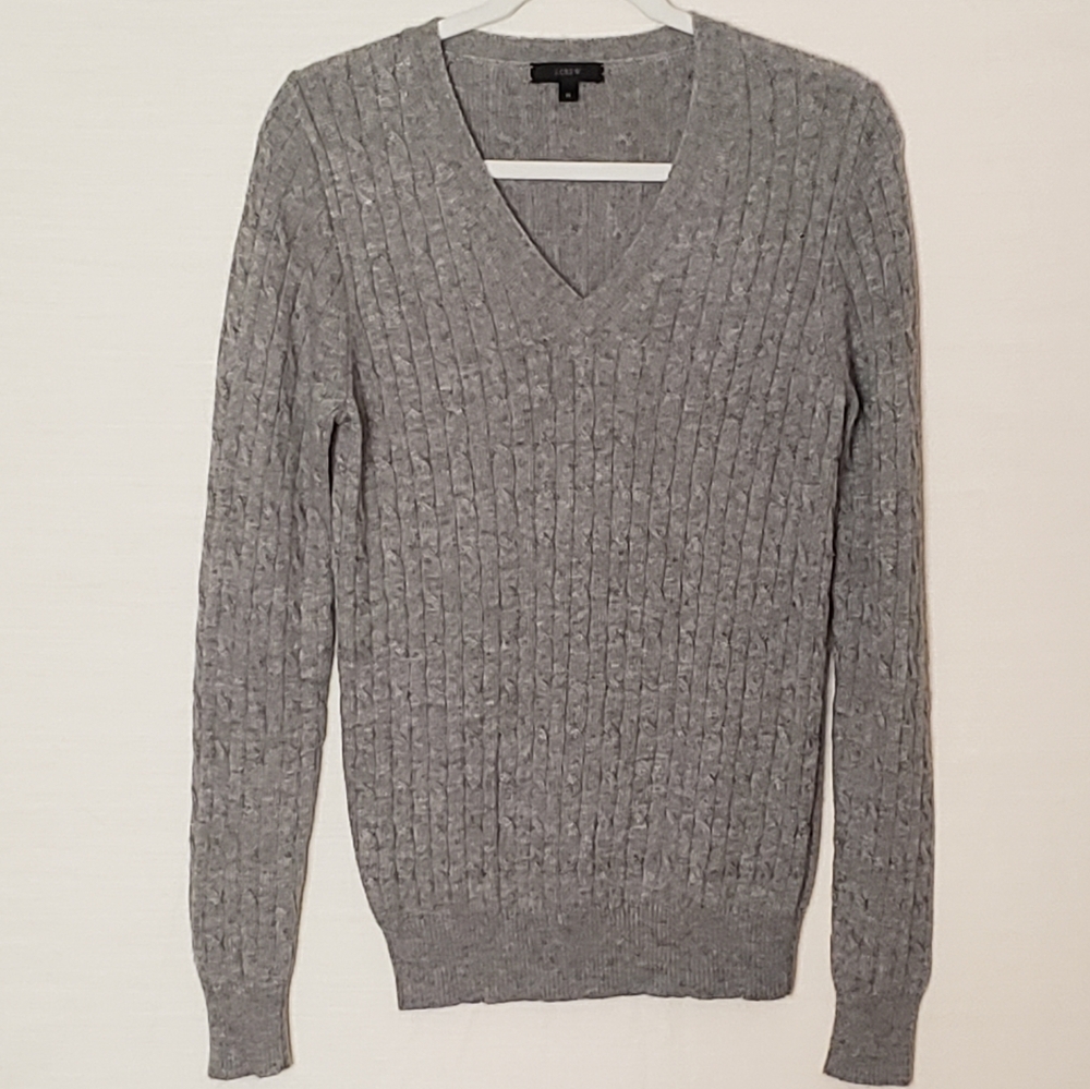 J Crew cambridge cable v neck sweater